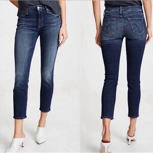 MOTHER The Looker Crop On the Edge Dark Wash Skinny Jeans 26